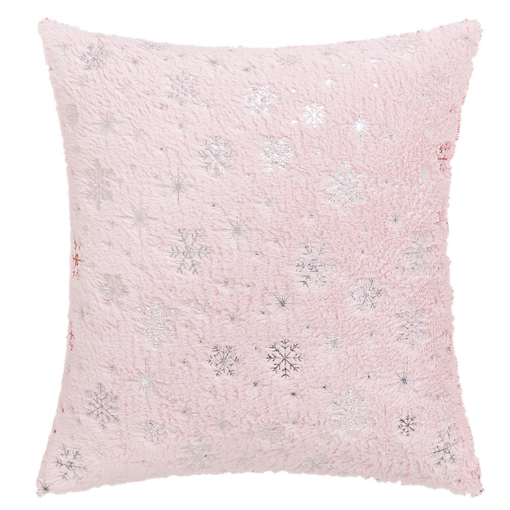 1pcs Luxury Christmas Cushion Pillow Covers Silver Snowflake Print Soft Plush Decorative Pillowcase for Home Sofa Holiday Decor