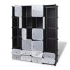 VidaXL Modular Wardrobe 18 Compartments Black and White 37x146x180.5cm