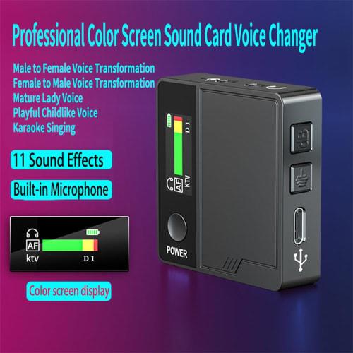 summina Voice Changer with Built-in Microphone, Vocal Effects, Portable Voice Changer Device with 11 Sound Effects, Color Screen Display, Mini Live Br