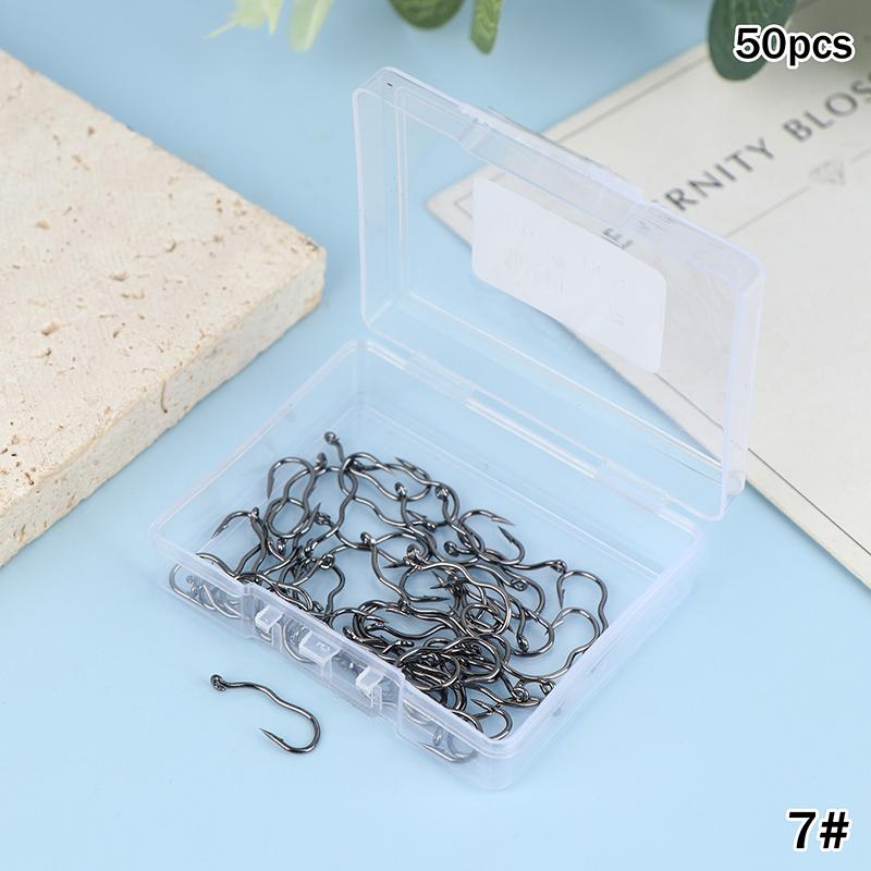 50Pcs Premium Fishing Hooks - Barbed Design For Anti-Slip & Secure Fish Grip | Reliable For Freshwater And Saltwater Hunting