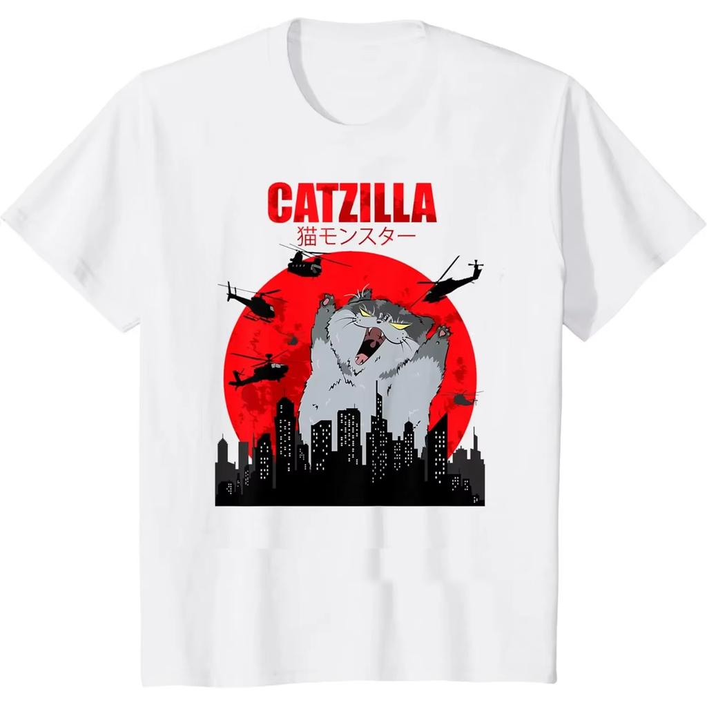 Funny Cute Art Japanese Cat Graphic T-Shirt Cat Lover Women's Clothing Short Sleeve Casual Streetwear Oversized Cotton Round Neck Harajuku Fashion