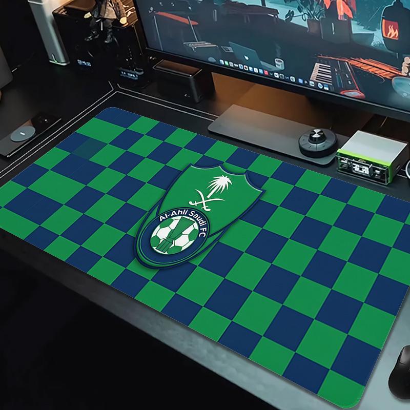 Al-Ahli Saudi FC Lace Solid Color Mouse Pad Large Gaming Table Cushion Non-slip Laptop Tablet Big Mousepad XXL Mat Mini PC Playmat With Lock edge