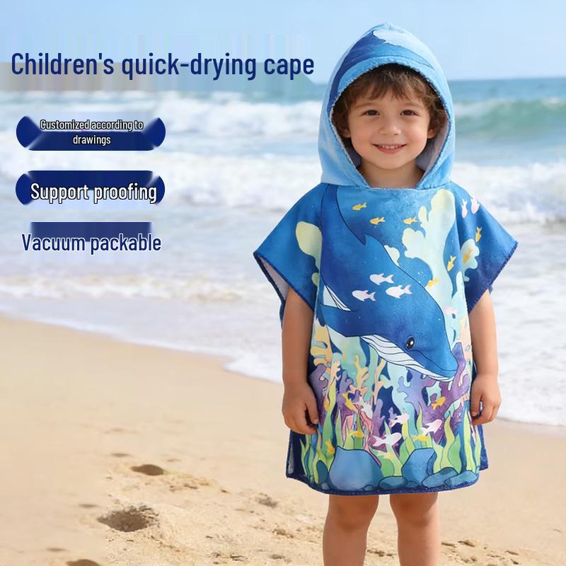 Poncho da Bagno per Bambini ad Asciugatura Rapida: Accappatoio Asciugamano Assorbente da Spiaggia e per Nuoto