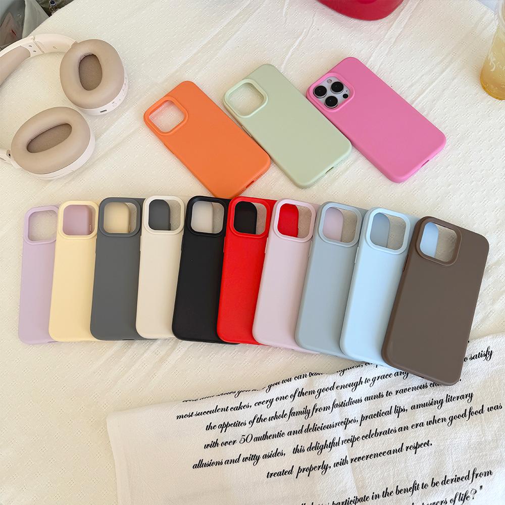 Applicable To Apple 17 Simple Solid Color Skin Feeling Mobile Phone Case Iphone15pro Silicone Anti-drop 13 All-inclusive Protective Case