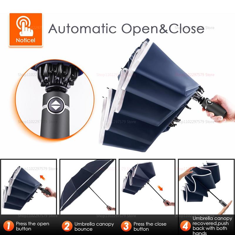 Automatic Windproof Compact Umbrella Lightweight Travel UV Protection Rain Collapsible Backpack Umbrella for Men Women Outdoor