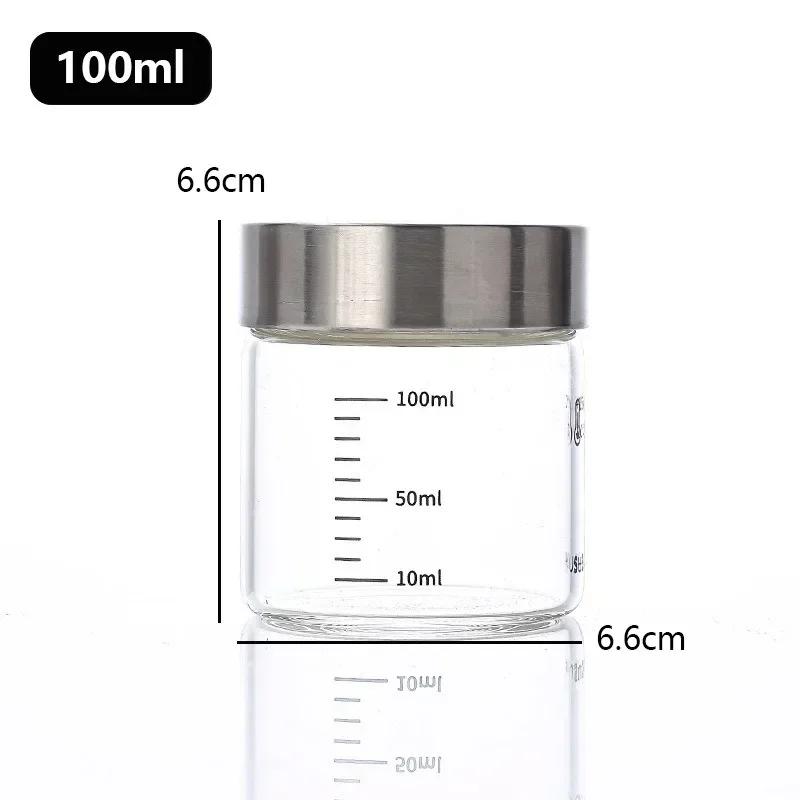 100-500ml High Borosilicate Glass Bottle with Scale Heat-resistant Glass Seal Jar Kitchen Seasoning Spices Storage Bottle Gadget