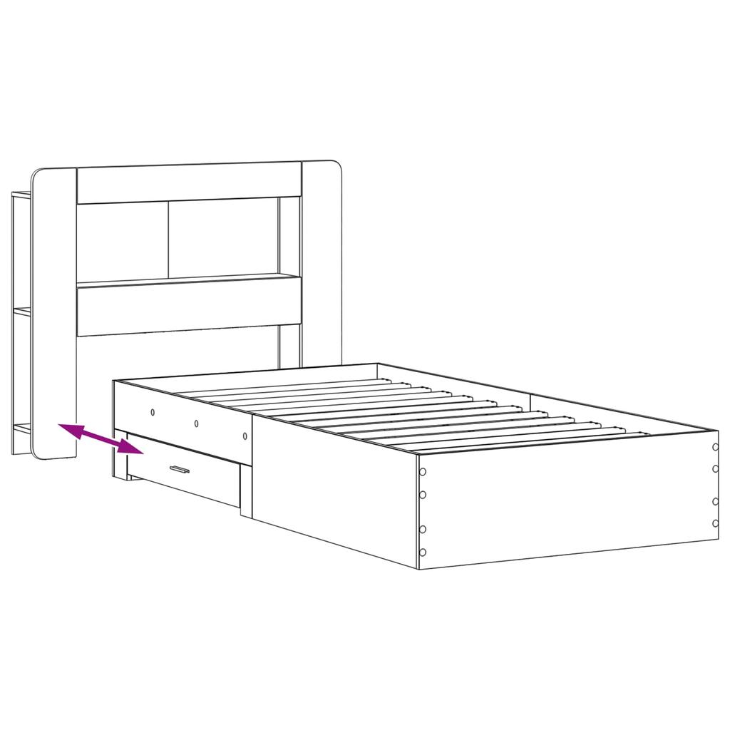 Bed Frame with Storage and Headboard Artisan Oak 80 x 200 cm