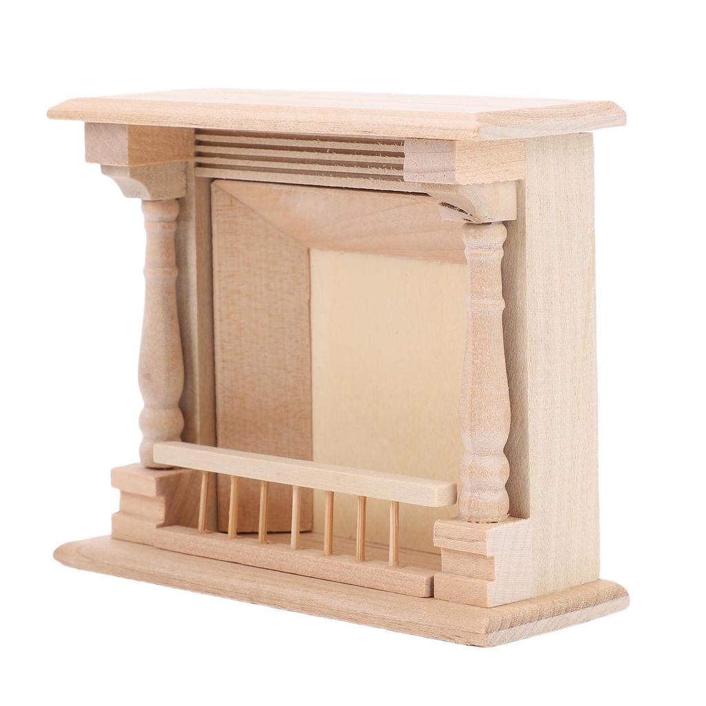 1:12 Dollhouse Fireplace Unpainted Birch Wood Miniature Furniture Decoration Accessories