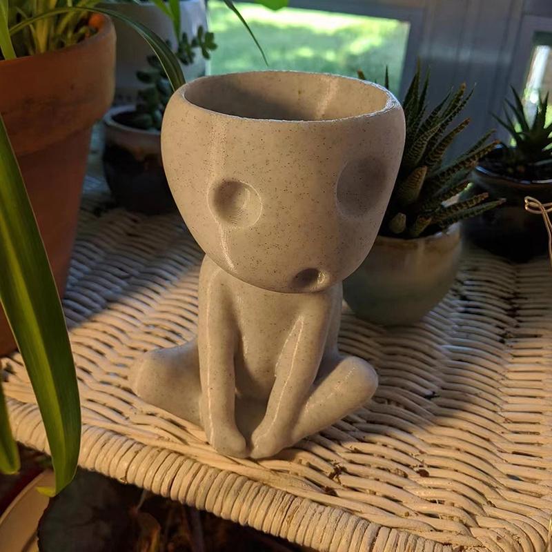 Luminous Face Planter Pot Head Flower Pot Cute Resin Succulent Planter Flowerpot With Drain Hole For House Office Decor