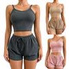 Women's Casual Tank Top and Slim-Fit Shorts Solid-Color Set