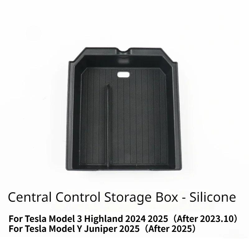 For Tesla Model Y Launch Juniper 2025 Model 3 Highland 2024 Center Console Eyeglasses Storage Box Armrest Box Silicone Pad