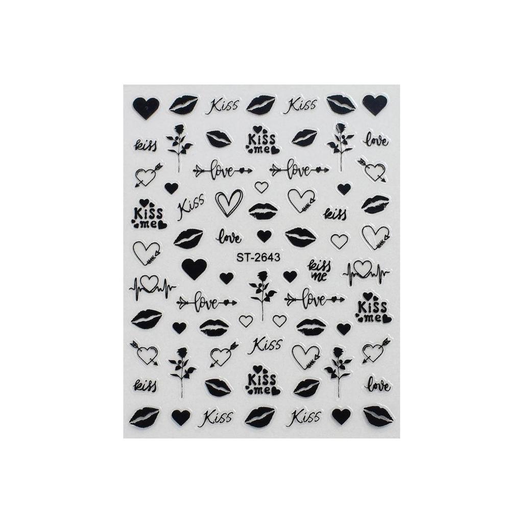 Valentinstag-Nagelsticker: Sexy Lippen, Herz- & Rosen-Designs