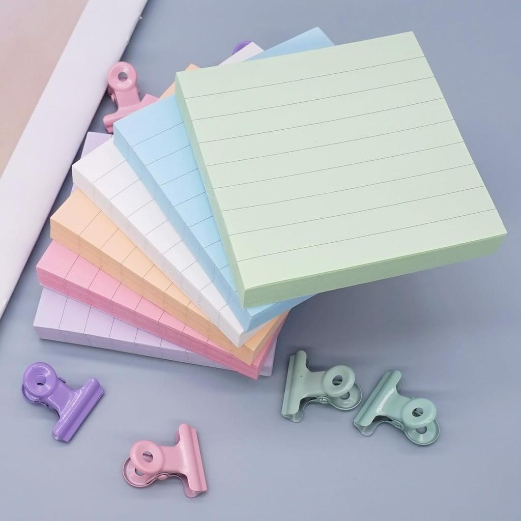Lined Pop Up Sticky Notes 3x3 inch Refills, 100 Sheets/pad, 6 Pads/Pack Easy to Post Sticky Notes with Lines, Accordion,z fold