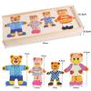 Petit Ours Change de Vêtements Montessori Enfants Éducation Précoce Puzzle en Bois Jeu d'Habillage Jouets Puzzle Bébé Pour Enfants Cadeau