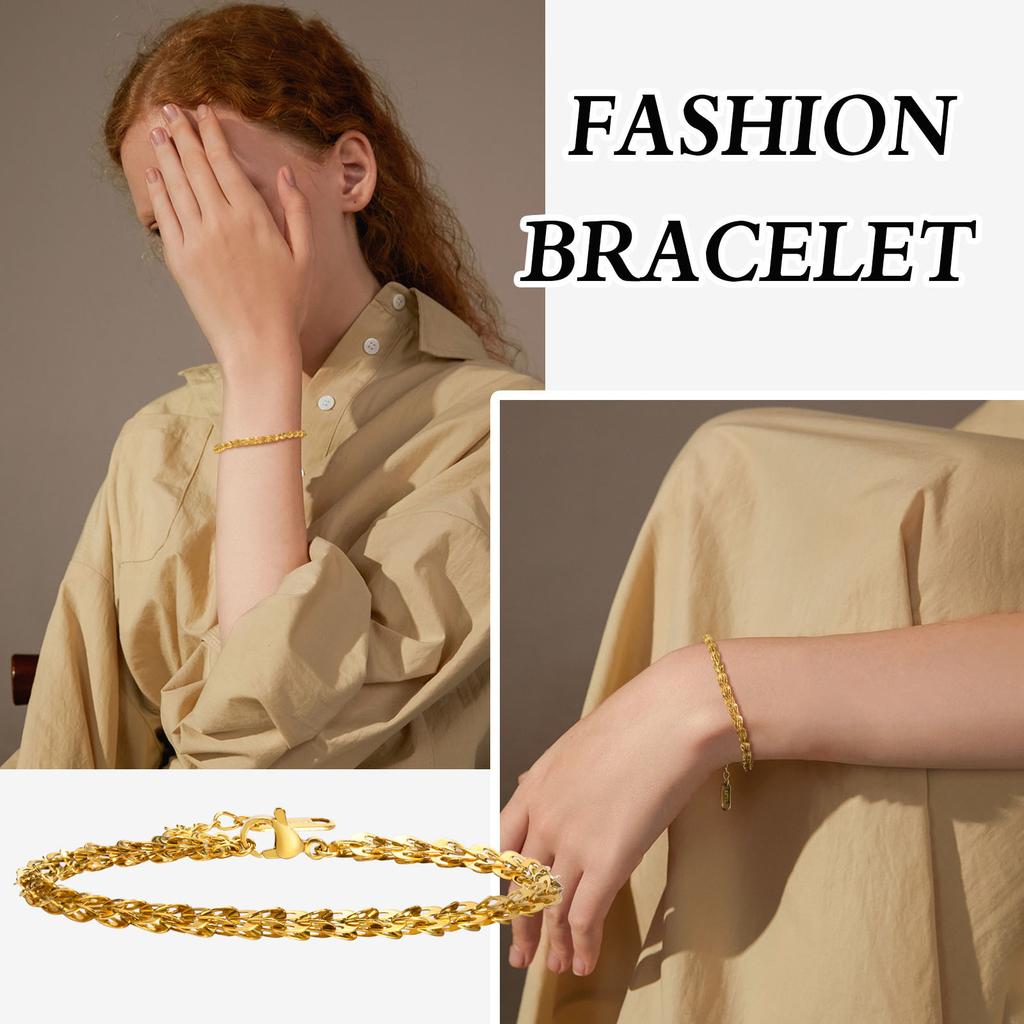 Stainless Steel Sparkling Chain Bracelet Women, Adjustable Fashion Jewelry Wedding Party