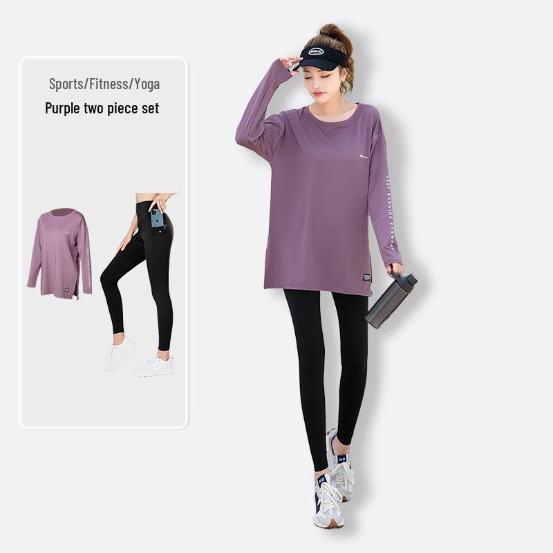 

Комплект для йоги больших размеров 2024 года, быстросохнущий: Свободная спортивная одежда с длинным рукавом для осени и зимы 4XL
