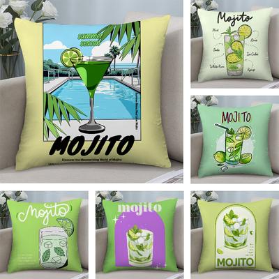Mojito Cocktail Art Pillow Case Short Plush Pillow Covers Sofa Decorative Gift Home Double-sided Printing Cushion Cover