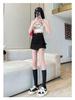 Summer Black High Waist Ruched Mini Skirt for Women - Slimming, Irregular A-Line Design, Polyester