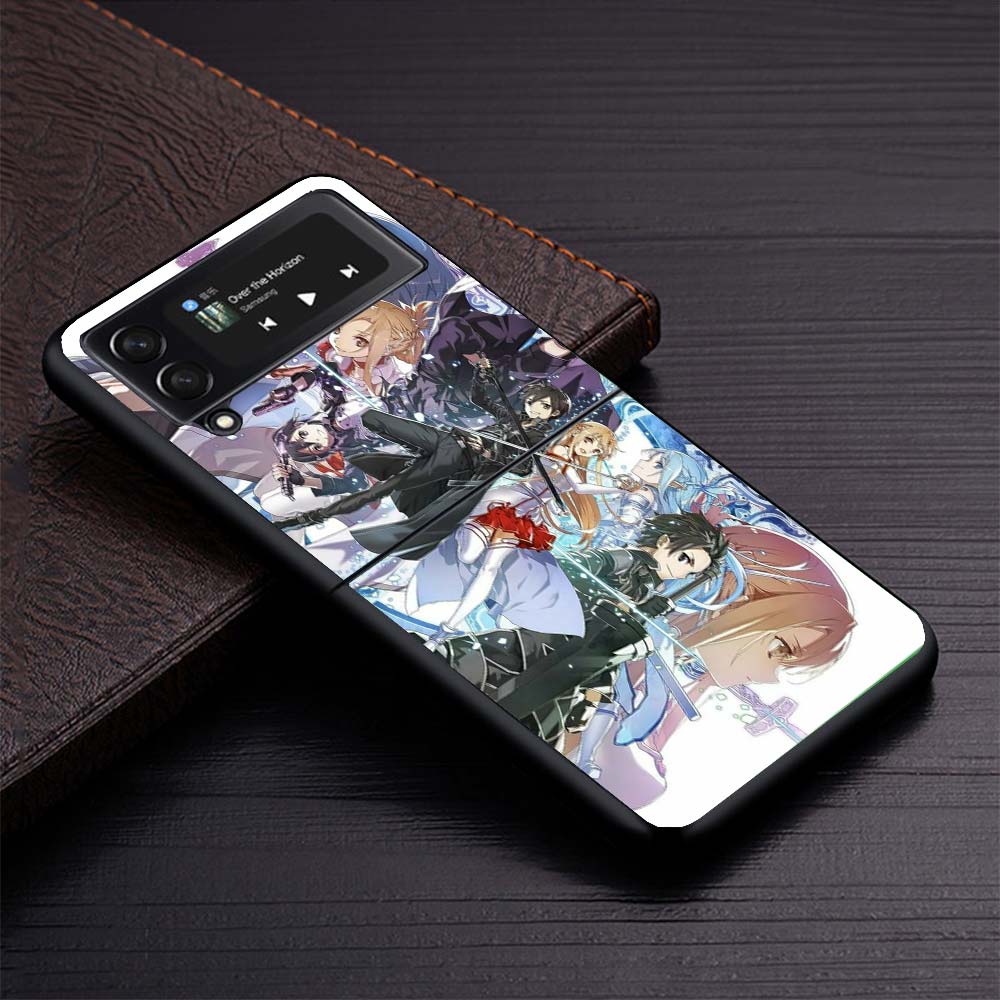 Anime Sword Art Online SAO Phone Case for Samsung Galaxy Z Flip7 Flip6 5G Flip4 Flip5 Flip3 Black Hard Cover Z Flip 7 6 5 4 3 Co