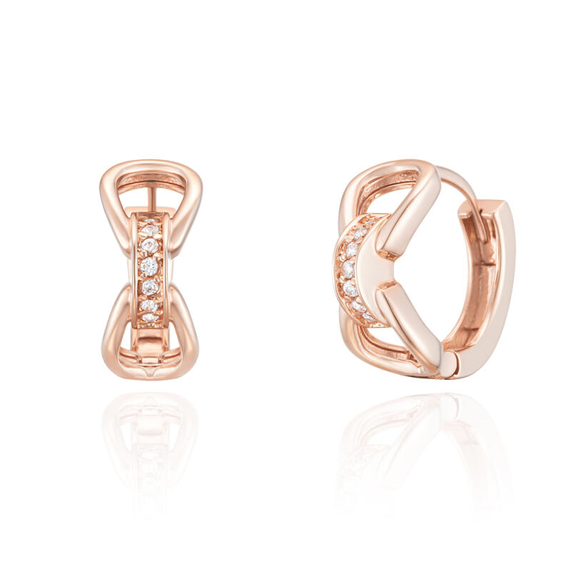 

14K Gold Earrings One-Touch Ring Grace Ribbon BS03023E Pink Gold
