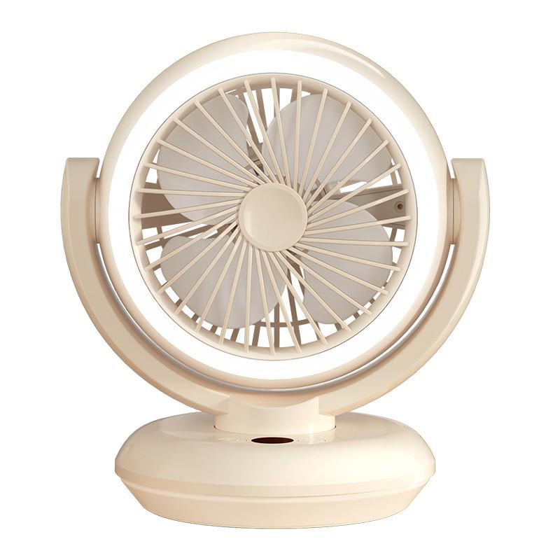 USB Rechargeable Rotating Desktop Fan with Night Light 2400mAh Rechargeable хаки