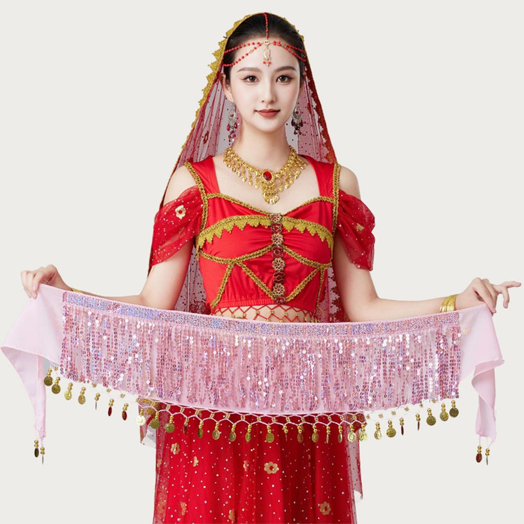 Damen Hoch taillierter sexy Pailletten-Halbrock Taillen-Accessoires Pailletten-Bauchtanz-Taillenschal