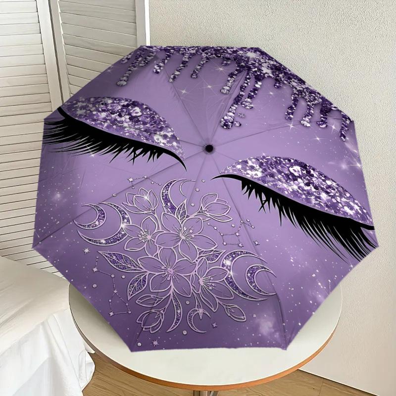 1PC Eyes Glitter Umbrella-8-Rib Reinforced Portable Folding Travel Suitable for All Seasons Outdoor Daily Use Is an Ideal Choice -K0356