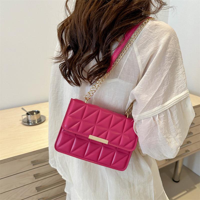 Stylish Chic Small Crossbody Bag Trendy Fashionable Chain Shoulder Purse In Black Pink White Blue