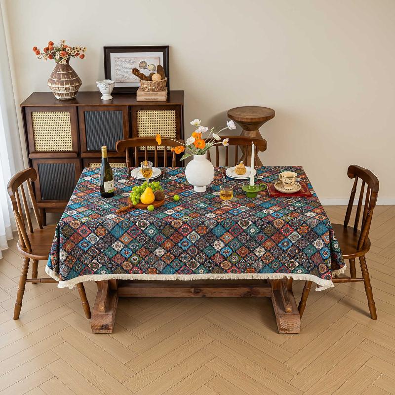 New Jacquard Table Cloth Dustproof And Wrinkle Resistant Rectangular Dining Tablecloth Floral Pattern Home Decoration Tablecloth