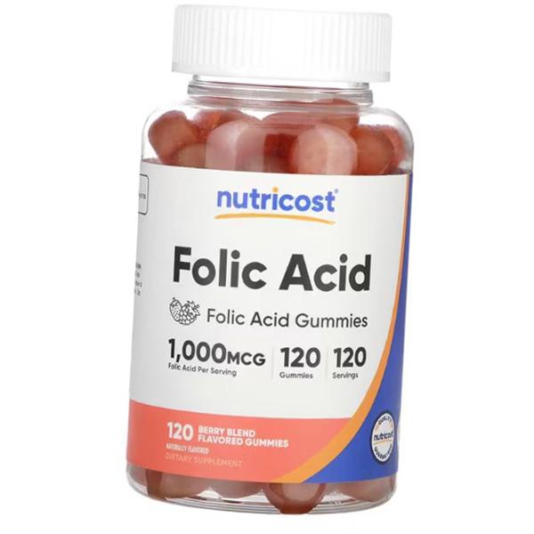 Folate Chewable Tablets, Folic Acid Gummies, Nutricost 120 Tabs Berry Mix (36647084)