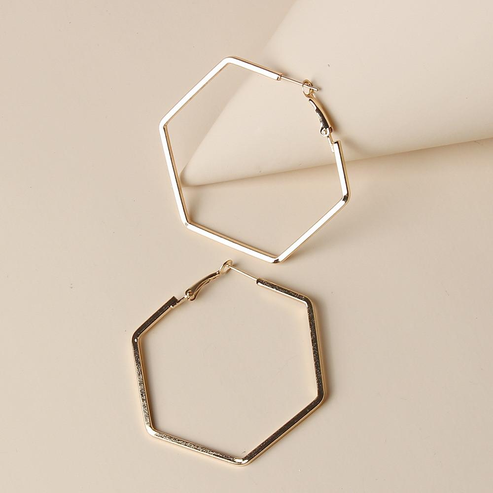 Geometrické Šestiúhelníkové Moderní Náušnice s Pozlacením pro Ženy