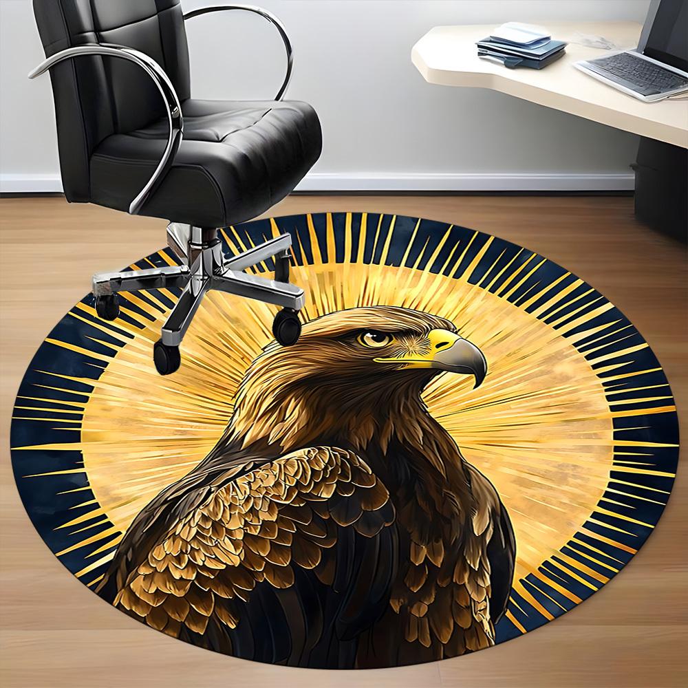 1pc Eagle Emblem Chair Carpet for Office, Round Non Slip Durable Large Size Office Carpet, Suitable for Office