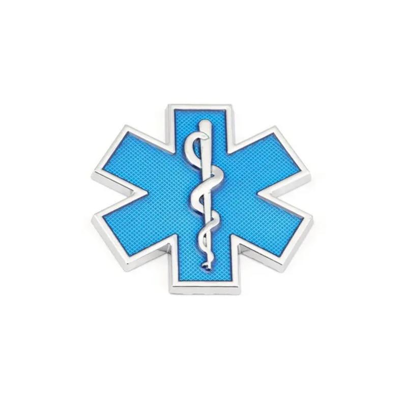Metal 3D Star of Life Car Sticker Styling Red Emergency Ambulance Logo Personalized Modification Metal Scratch Decoration