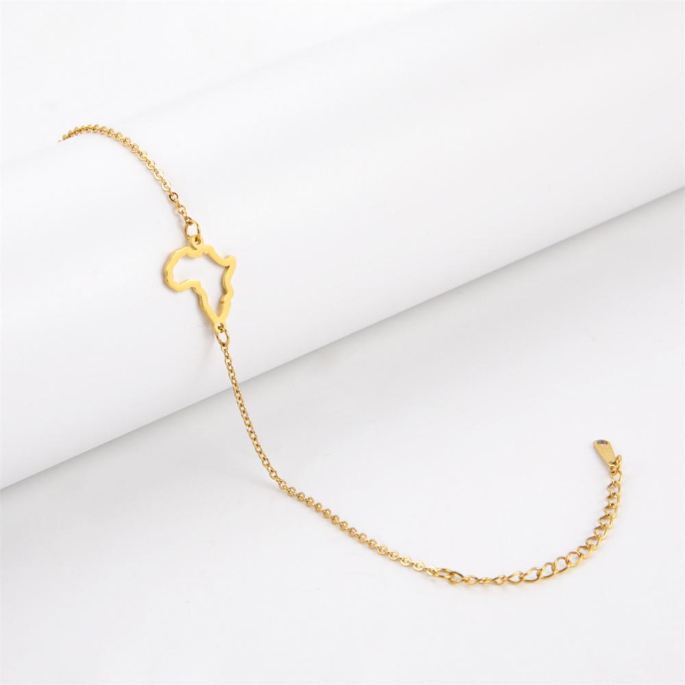 Africa Map Bracelet for Women Girls Gold Color Stainless Steel African Map Charms Link Chain Wrist National Jewelry Gift