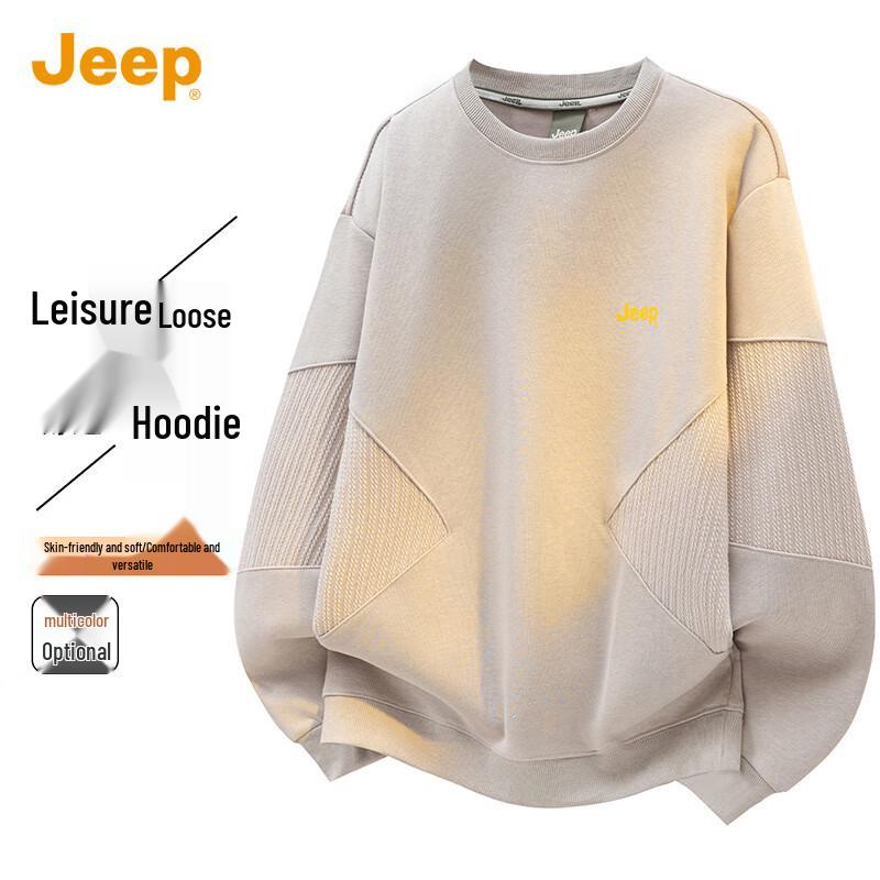 JEEP Men s Solid Crew Neck Loose Fit Sweatshirt M