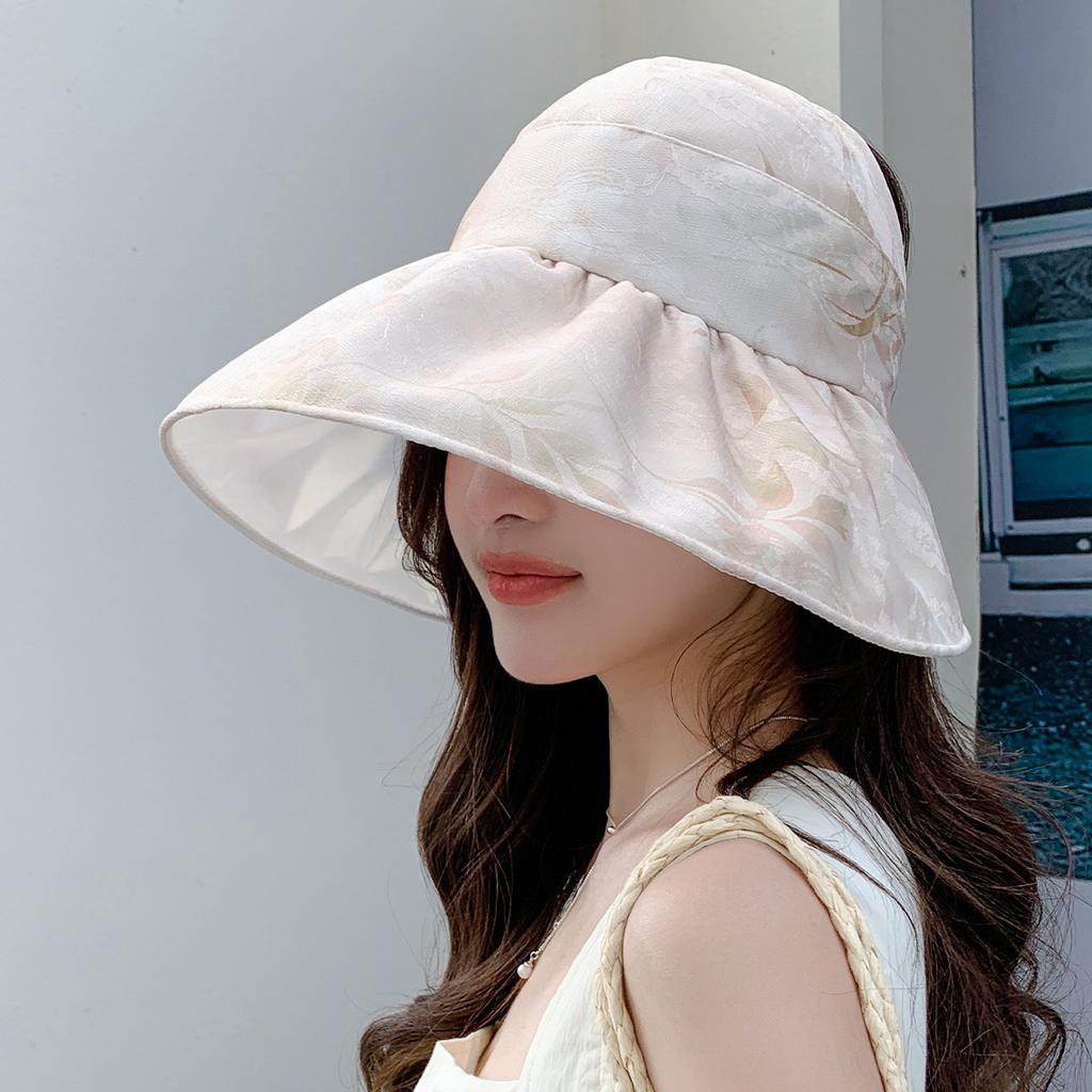 Sonnenhut Kinder Sommer Reise großer Rand Gesichtsschutz Sonnenschutzhut Mode Druck Leere Oberseite Sonnenhut Atmungsaktiv und kleines Gesicht