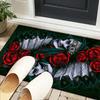Skulls And Roses Artwork Office Rug Chair Mat, Entryway Carpet, Suitable for Front Door, Bedroom, Living Room, Desk, Holiday Gift