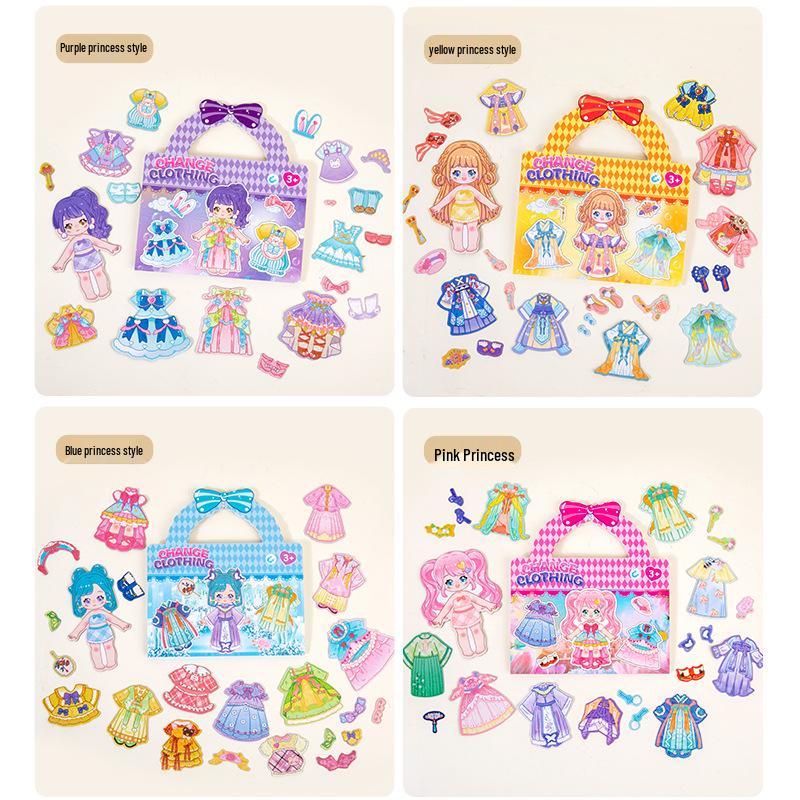 Princess Cartoon Refrigerator Magnets: Reusable Educational Stickers for Girls