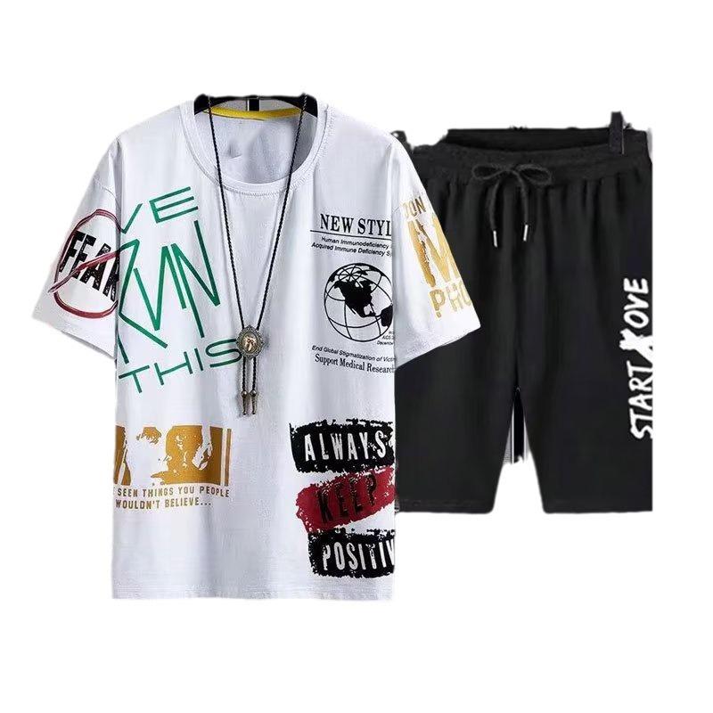 Tie-Dye Kurzarm-T-Shirt & Lässige Sweatpants Set - Herren Sommer Sportbekleidung, Atmungsaktiv & Dünn Rundhals.