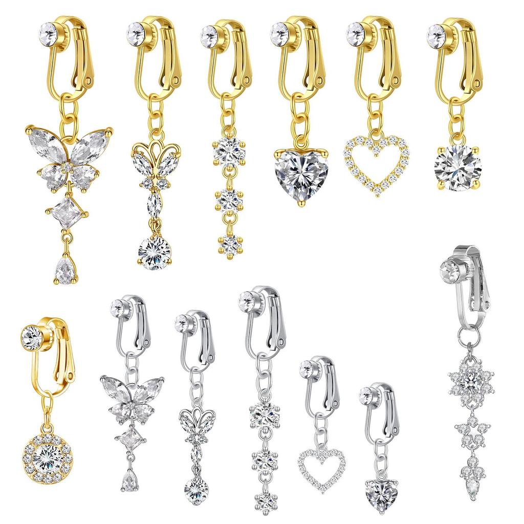 Stylish No-Clip Navel Ring and Stud Collection