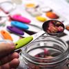 Stainless Steel Measuring Spoons Set With Colored Silicone Handles And Metal Ring Hanger For Baking And Cooking