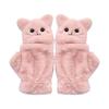 Winter Faux Furs Fingerless Wool Gloves Thermal Insulation Warm Convertible Mittens Flap Cover for Women Girls