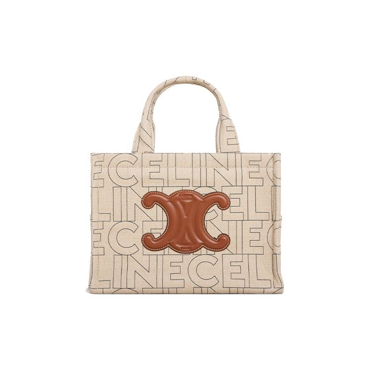Celine Women's Cabas Thais Letter Print Fabric And Calfskin Tote Bag Tote Natural 199162Erq-02Nt