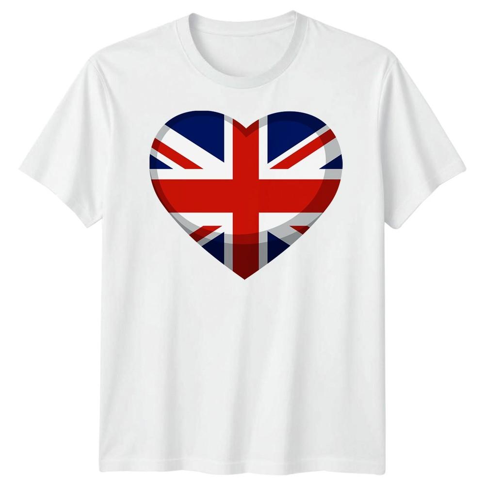 Union Jack TShirt Heart England UK Flag Tee Great Britain Shirt Adults Kids