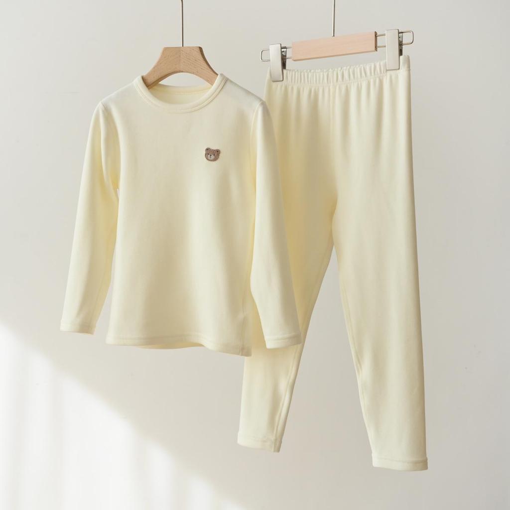 Class A Brushed 300g Warm Milk Silk Autumn/Winter Underwear Set for Older Kids