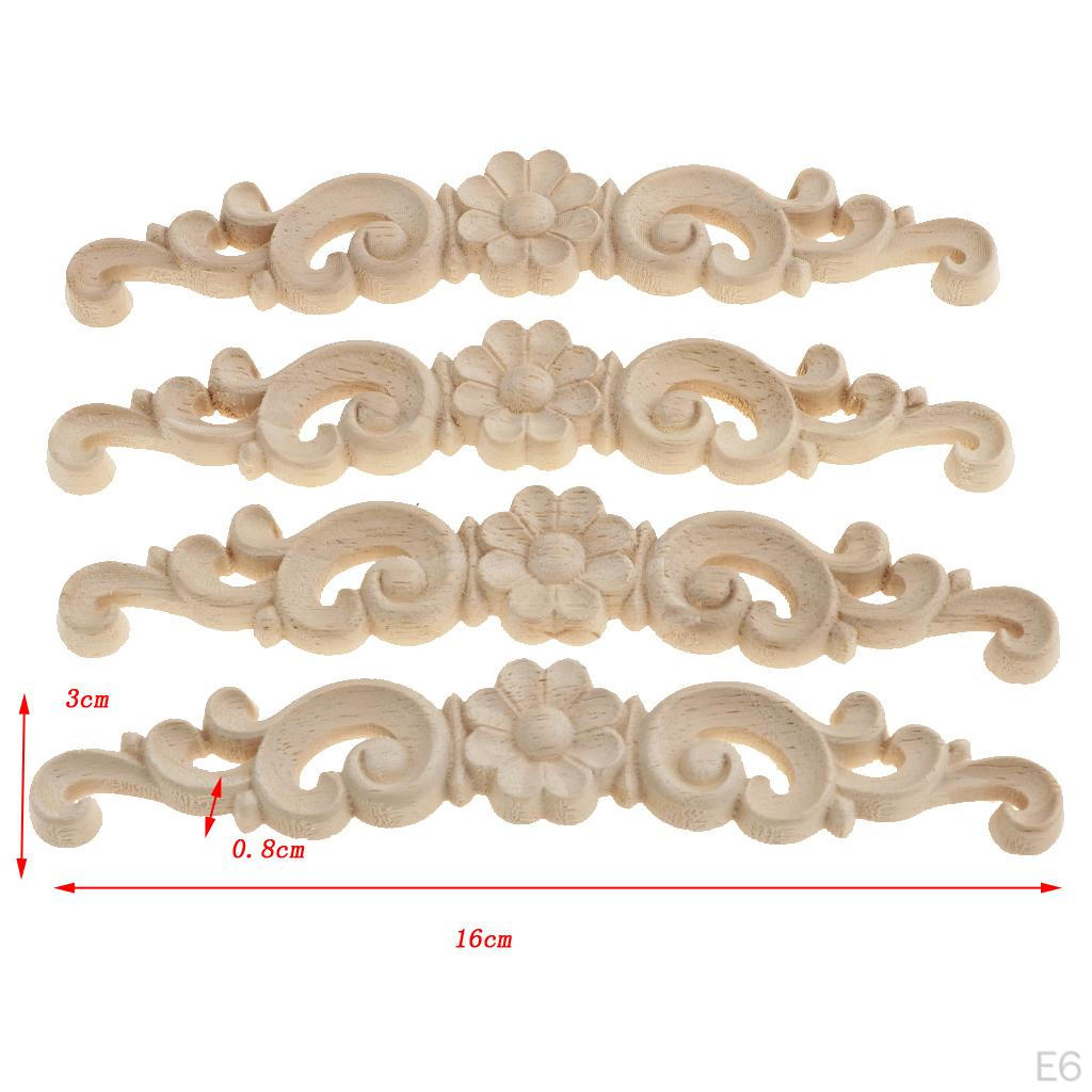 4 Unpainted Applique Wood Carved Corner Furniture Decor