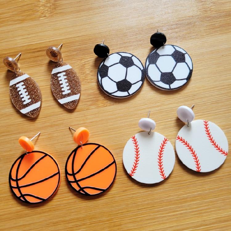 Baseball Rugby Dangle Drop Earrings Football Jewelry Gift for Women Men Ornament