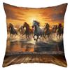 Horses Running Pictures Print Decorative Throw Pillow Polyester Pillowcase, Sofa Decorative Cushion Cov Headboard Pillow