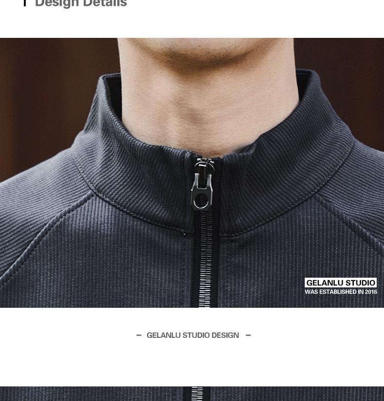 Ge Lan Lu Men's Retro Half-Zip Stand Collar Hoodie - Autumn/Winter Loose Casual Sports Jacket