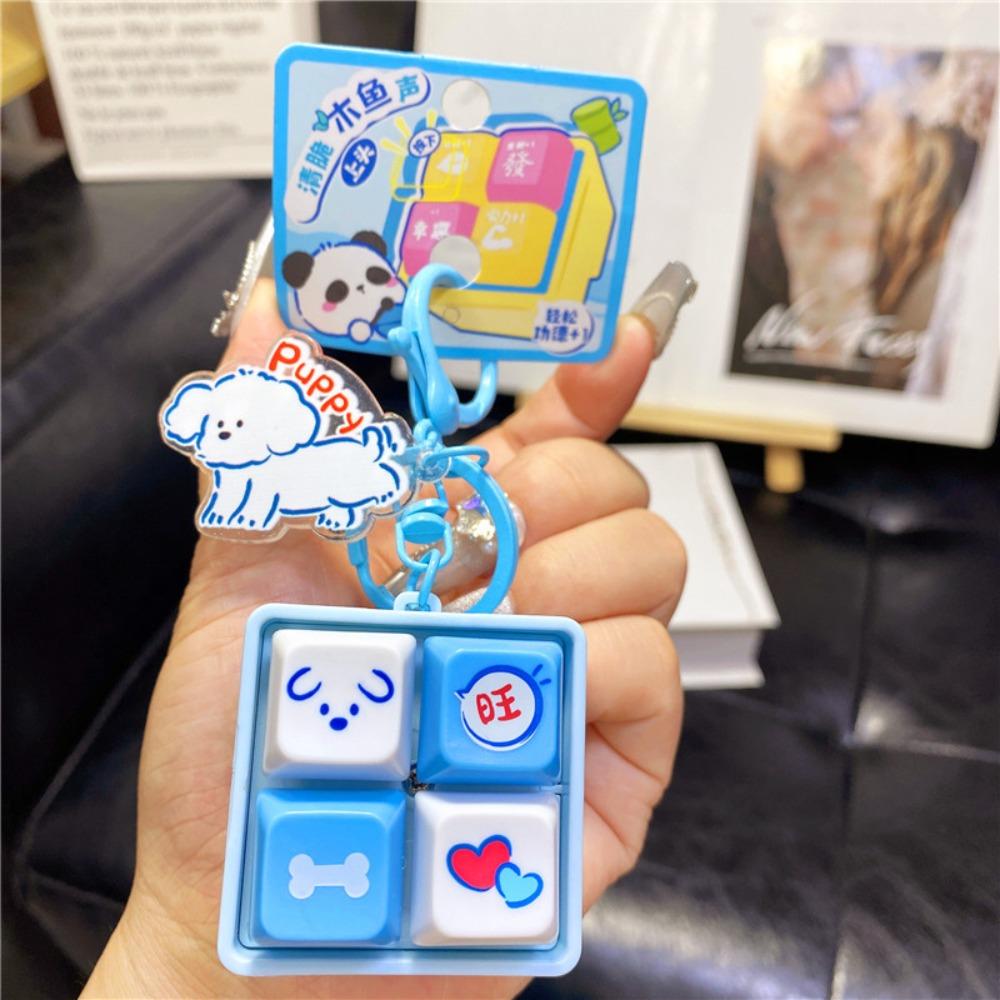 Luminous Wooden Fish Keyboard Keychain Electronic Fingertip Button Key Ring  Finger Toys